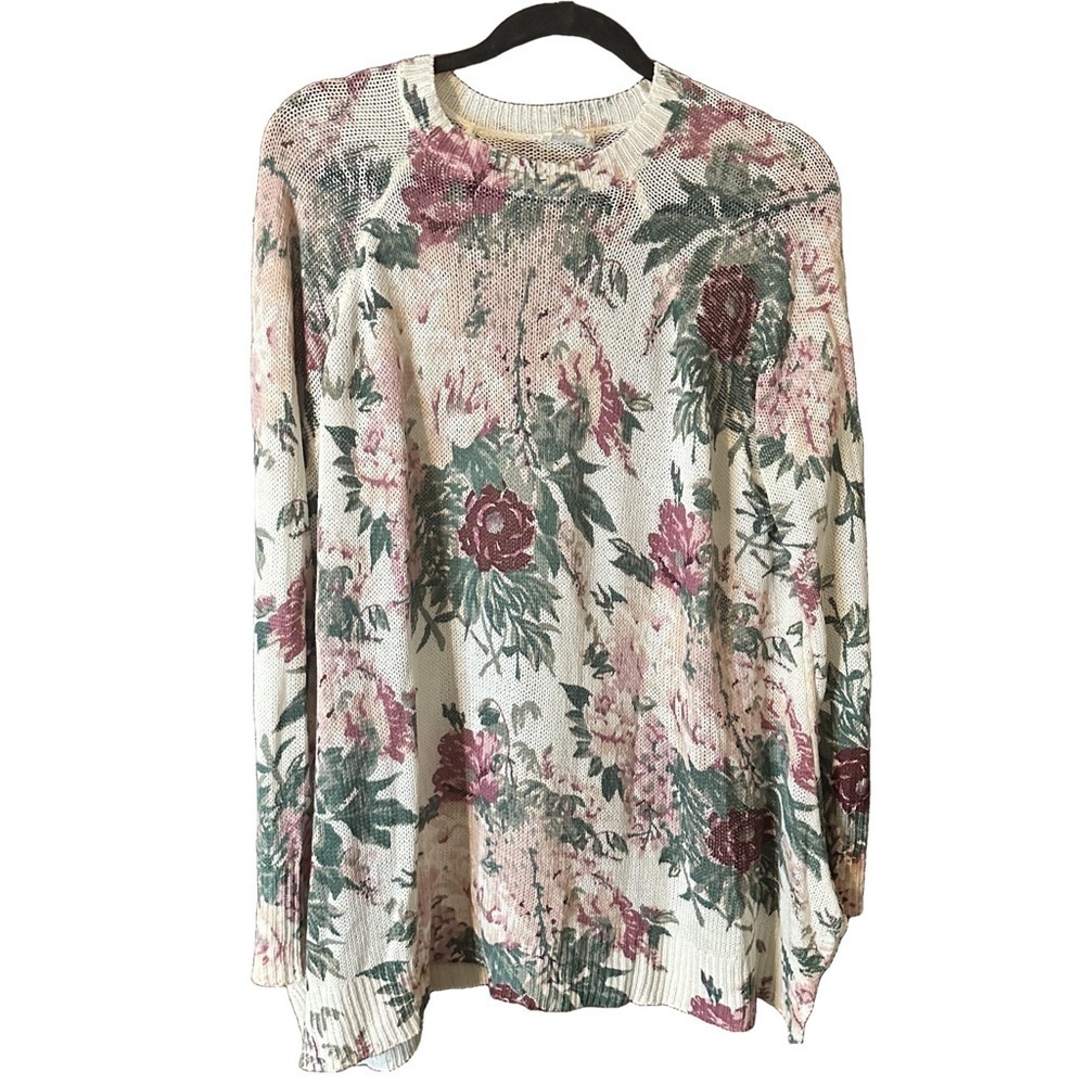 Show Me Your Mumu Multicolor Floral Duchess Darling Knit Bonfire Sweater Sz L